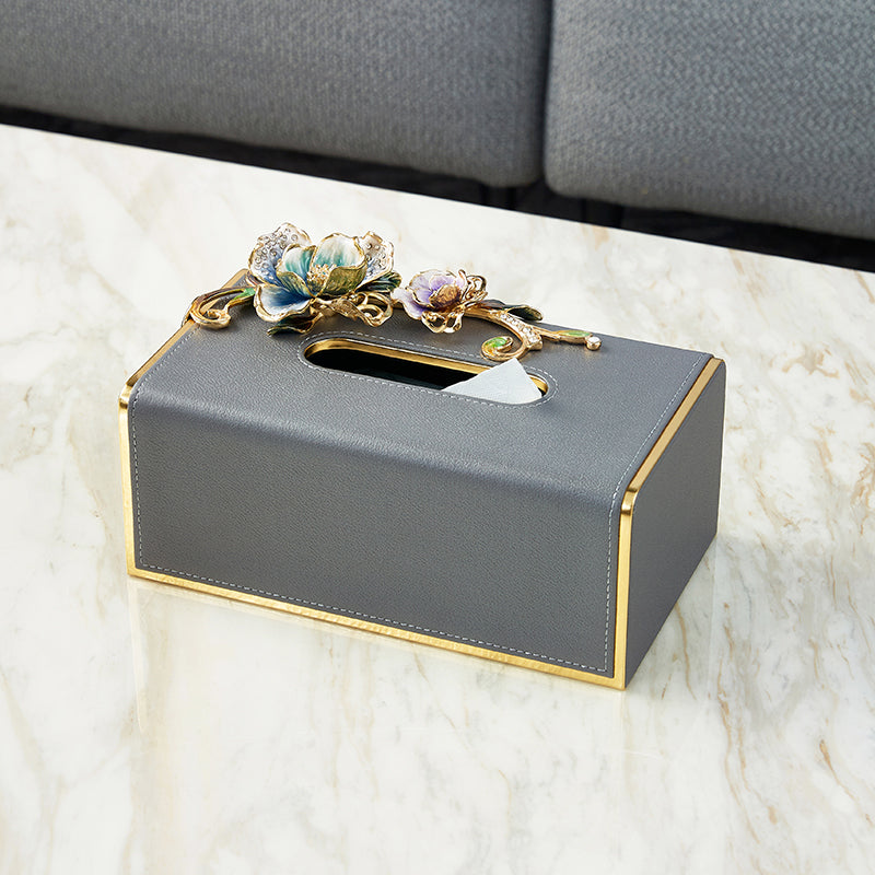 Charcoal Serenity Orchid Tissue Box