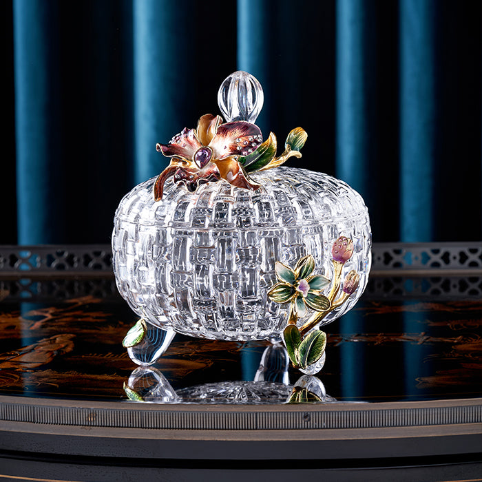 مرطبان زجاجي منسوج على شكل زهرة الأوركيد الجمشتية