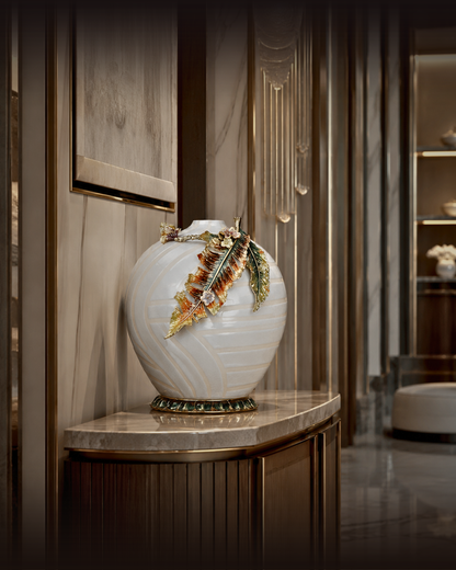 The "Pluma" Grand Enamel Leaf Vase