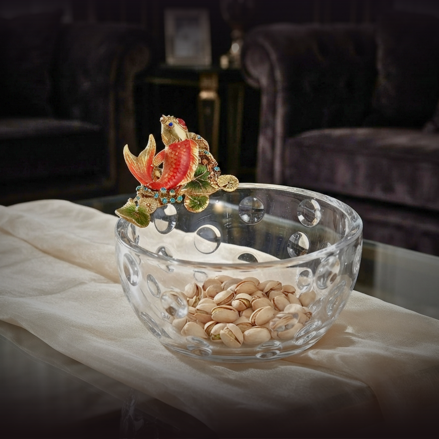 Golden Koi Crystal Ripple Bowl