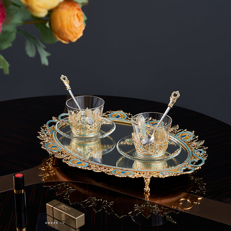 Azure Lace Mirrored Tray