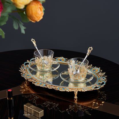 Azure Lace Mirrored Tray