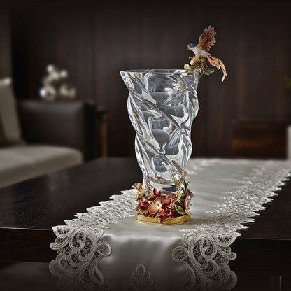 Crystalline Spiral & Orchid Songbird Vase