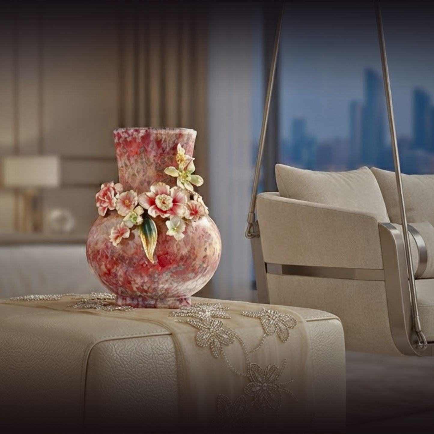 Rosy Blush "Petal Harmony" Ceramic Vase