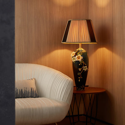Midnight Azure Frog & Blossom Lamp