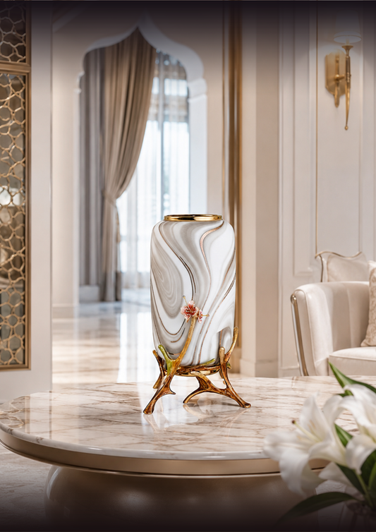Marble Elegance Ceramic Vase