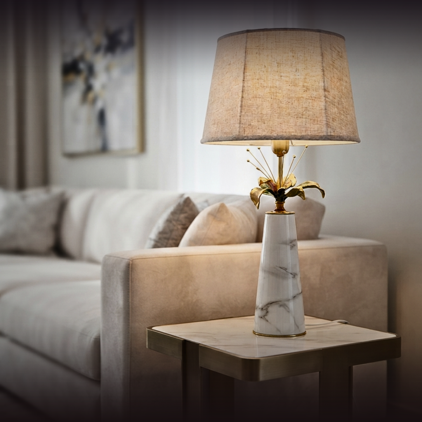 Carrara Floral Gold Accent Lamp