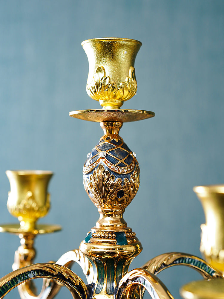 شمعدان إمبراطوري أزرق مذهب