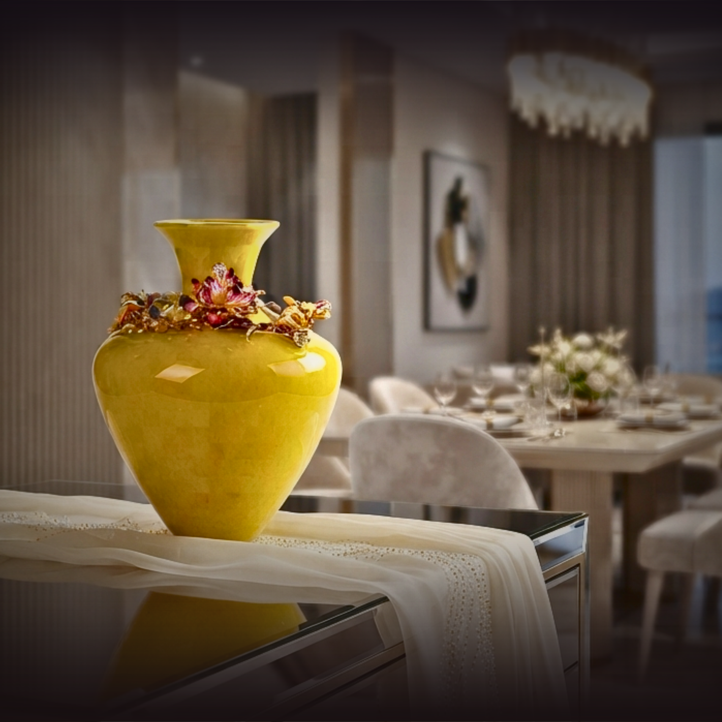 Solar Radiance "Jeweled Orchid" Artisan Vase