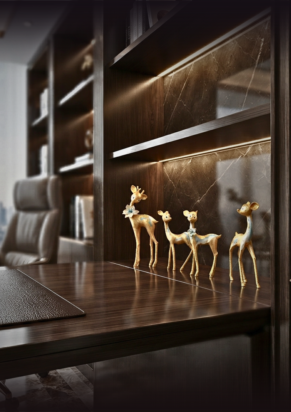 Enchanted Gilded Fawn Family