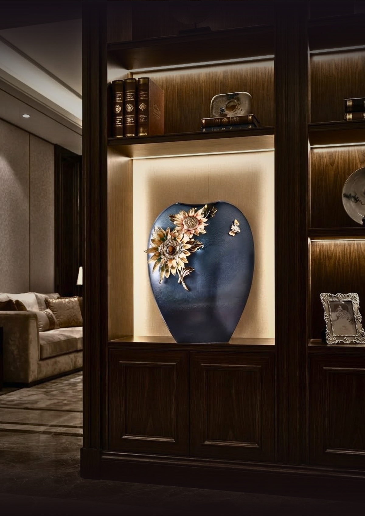 Midnight Bloom Ceramic Vase