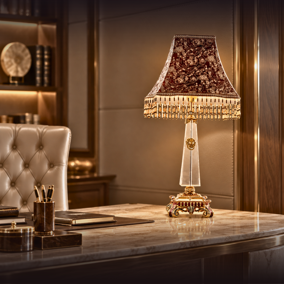 Baroque Silk Beaded Table Lamp