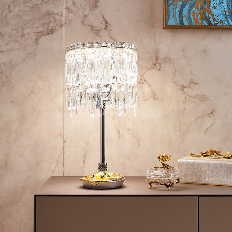 Azure Bloom Crystal Cascade Lamp