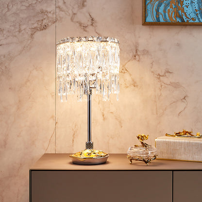 Azure Bloom Crystal Cascade Lamp