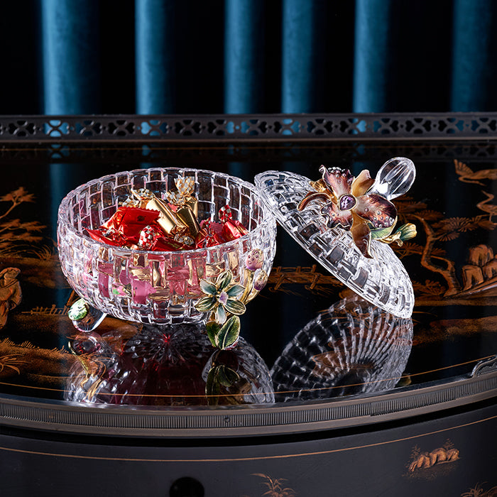 مرطبان زجاجي منسوج على شكل زهرة الأوركيد الجمشتية