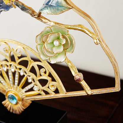 مروحة مرصعة بالجواهر الإمبراطورية "همس الأزهار"