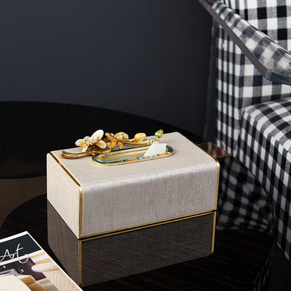 Champagne Orchid Linen Tissue Box
