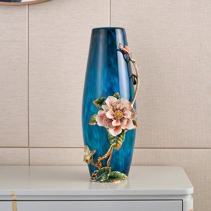 Sapphire Night "Jeweled Peony" Art Vase