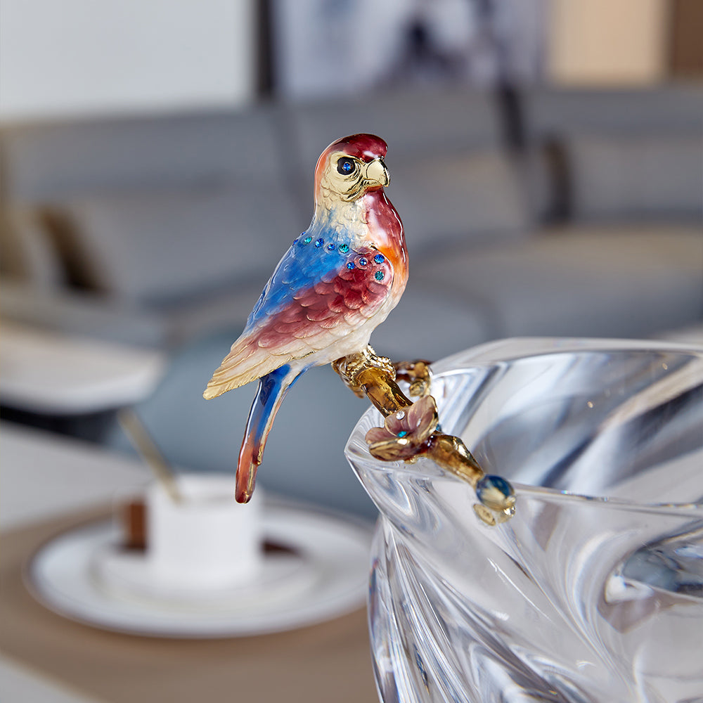 Celestial Spiral & Songbird Crystal Vase