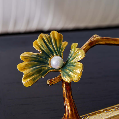 Gilded Ginkgo Marble Serving Tray