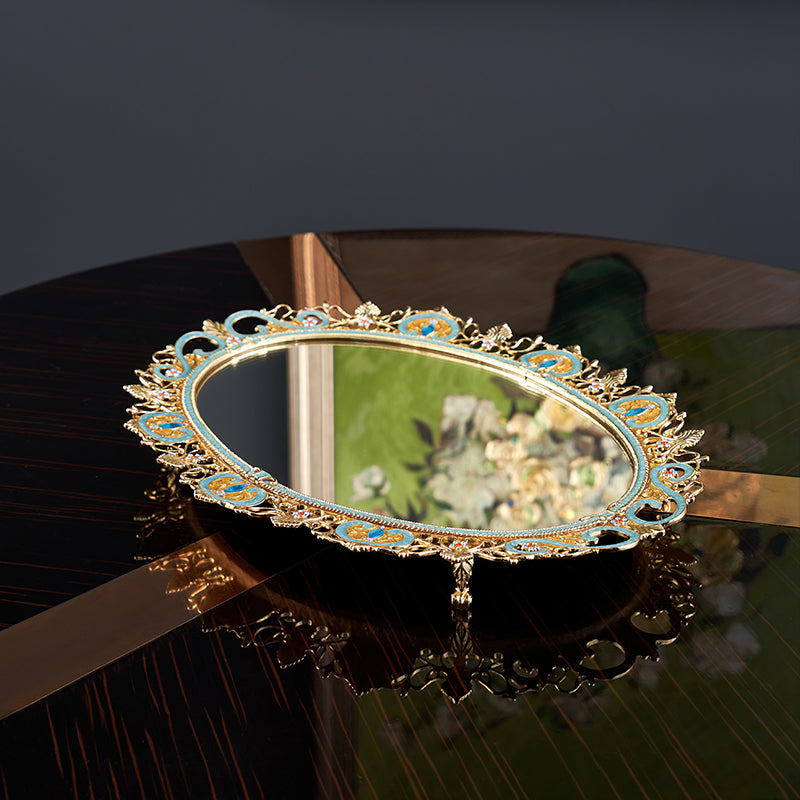 Azure Lace Mirrored Tray
