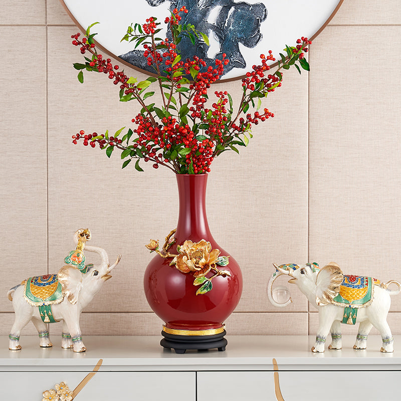 مزهرية إمبريال كريمزون "النرجس الذهبي" الكبيرة