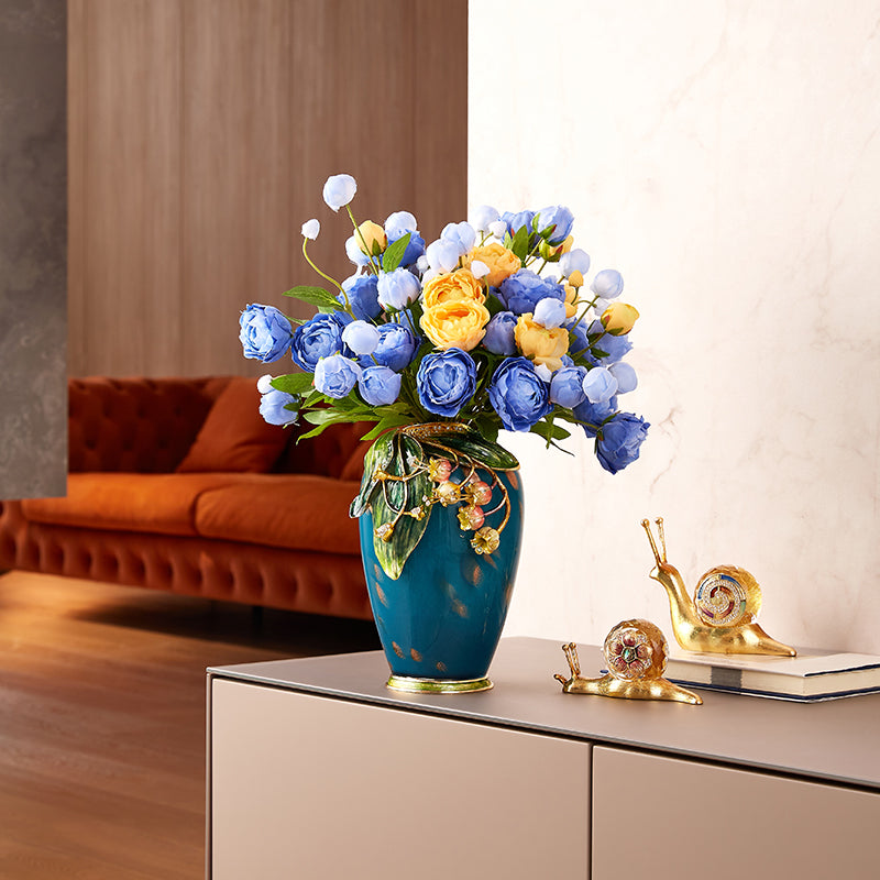Azure Bloom "Spring Garland" Artisan Vase