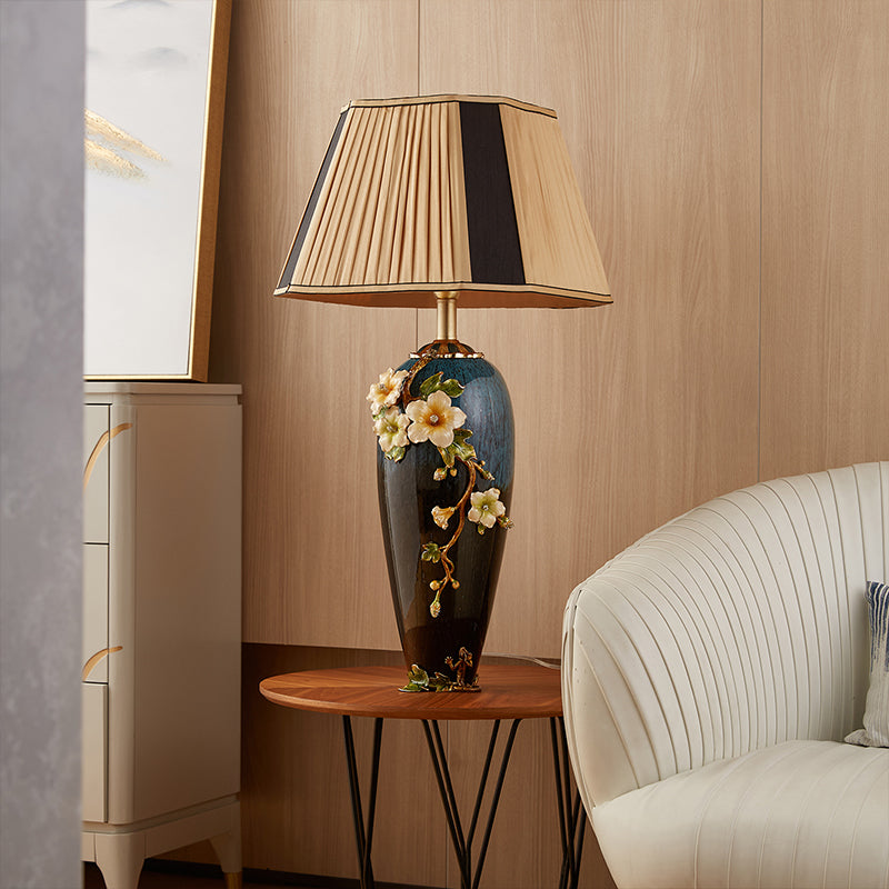 Midnight Azure Frog & Blossom Lamp