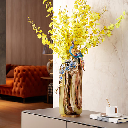 Majestic Peacock Glass Vase