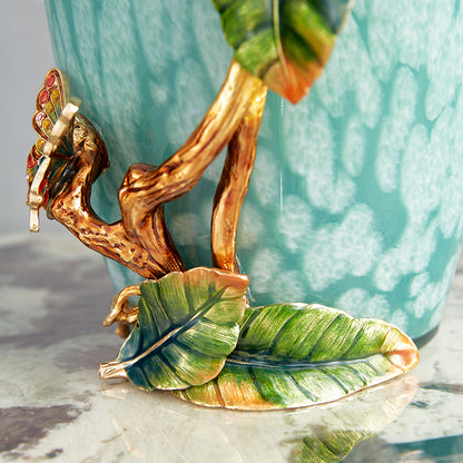 Emerald Mist "Jeweled Camellia" Art Vase