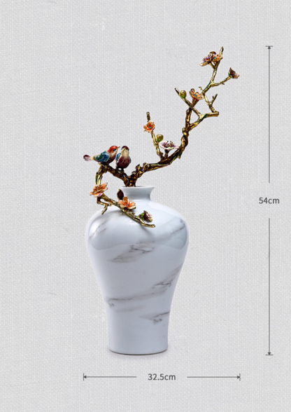 Alabaster Songbird Marble Vase