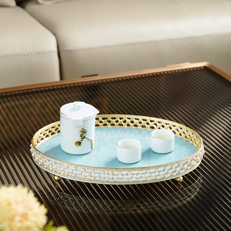 Azure Pearl Filigree Tray