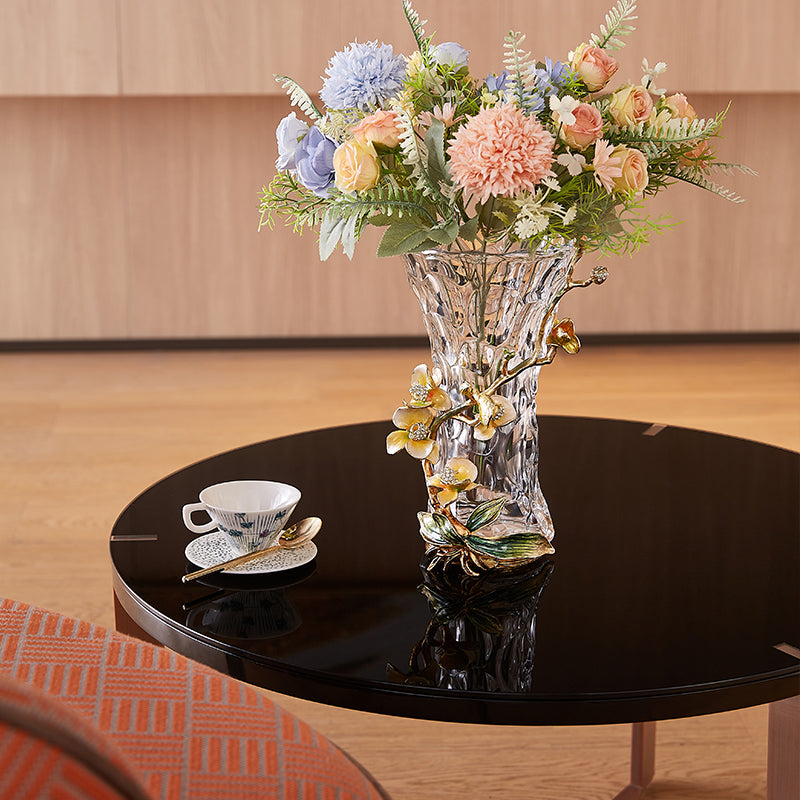 Celestial Orchid & Sculpted Crystal Vase