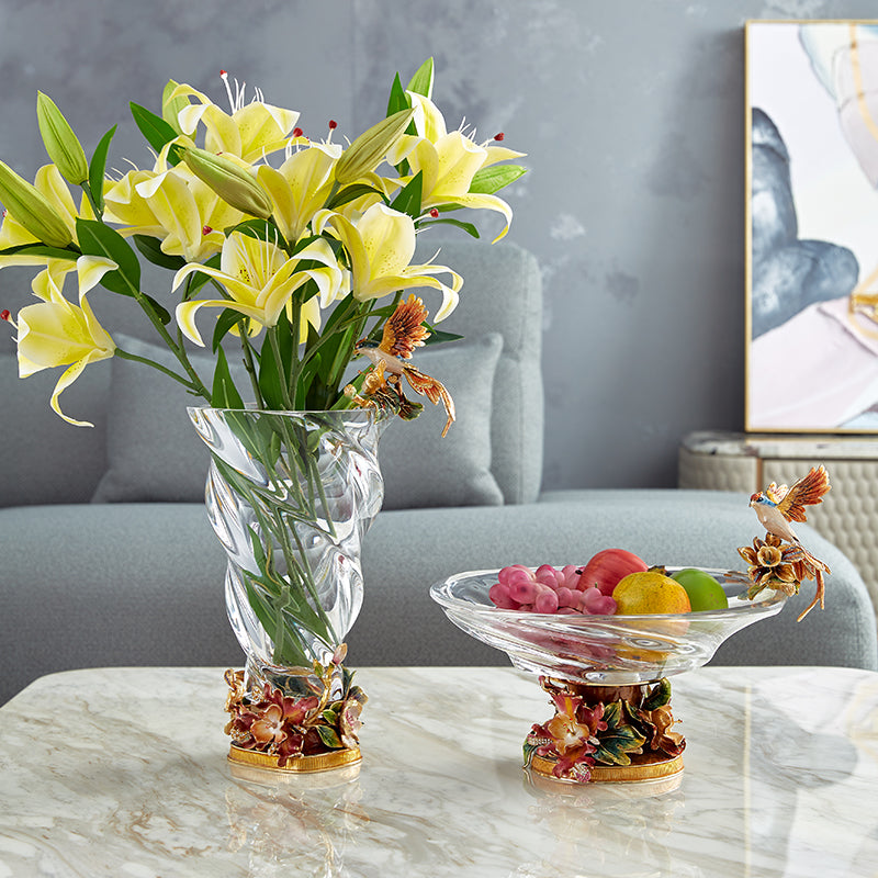 Crystalline Spiral & Orchid Songbird Vase