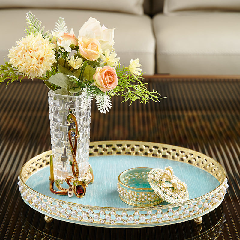 Azure Pearl Filigree Tray