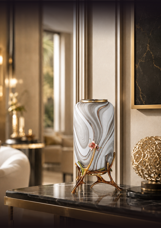 Marble Elegance Ceramic Vase