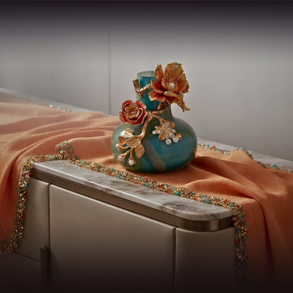 Azure Sunrise "Jeweled Bloom" Art Vase
