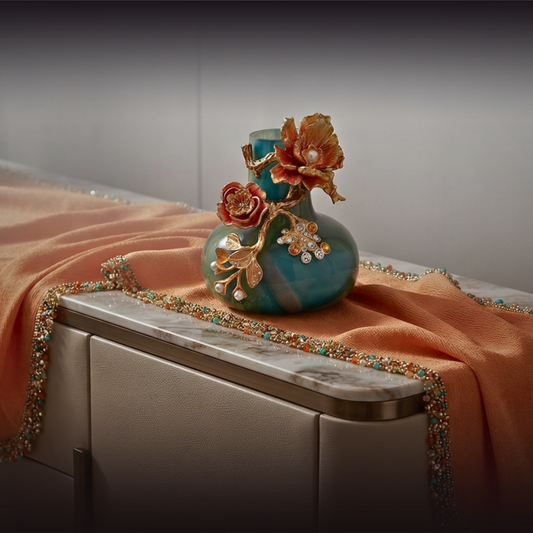 Azure Sunrise "Jeweled Bloom" Art Vase