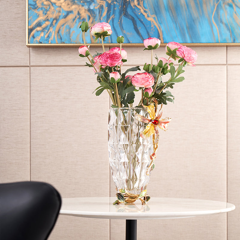 Crystalline Spiral & Orchid Songbird Vase