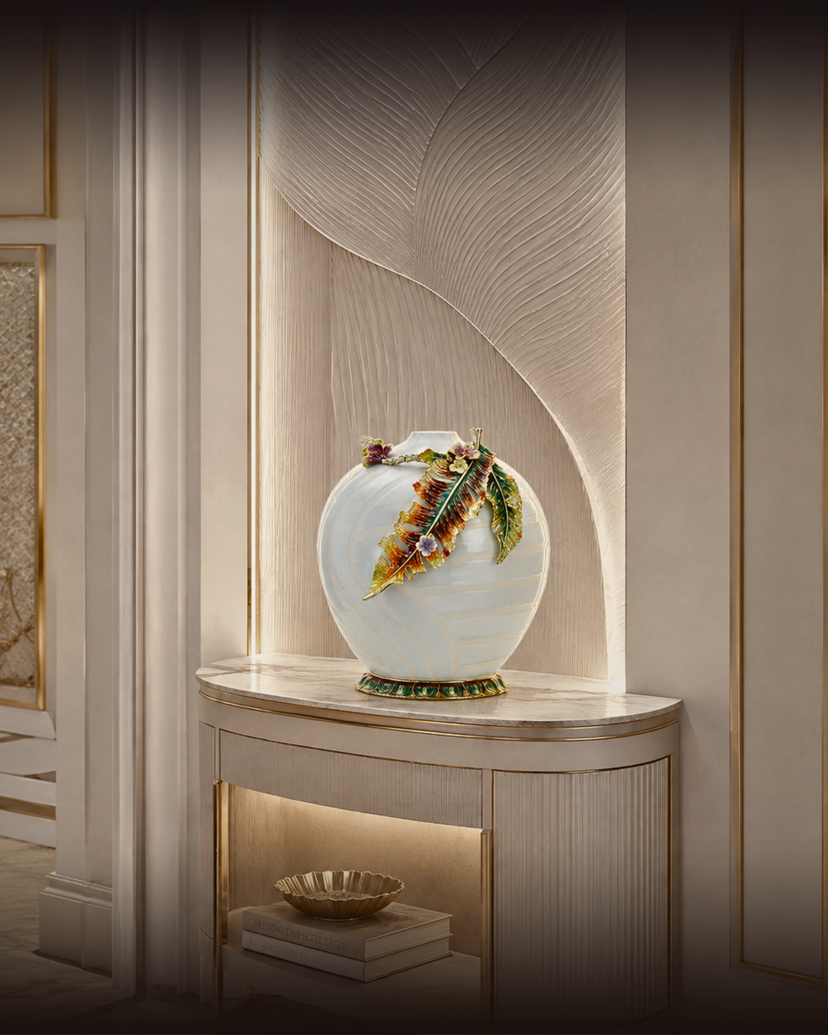 The "Pluma" Grand Enamel Leaf Vase