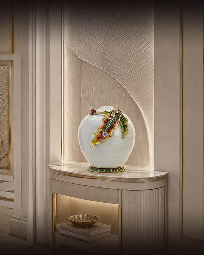 The "Pluma" Grand Enamel Leaf Vase