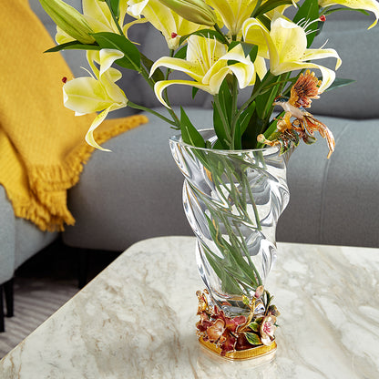 Crystalline Spiral & Orchid Songbird Vase