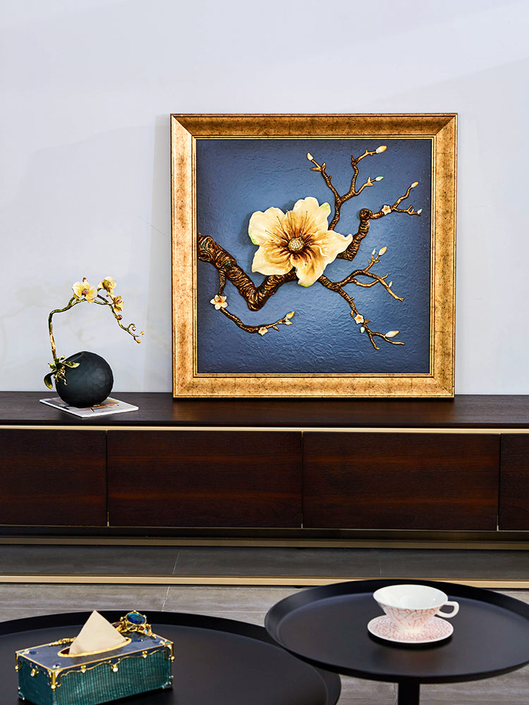 Gilded "Golden Bloom" 3D Relief Wall Art