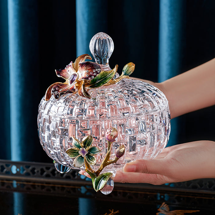 مرطبان زجاجي منسوج على شكل زهرة الأوركيد الجمشتية