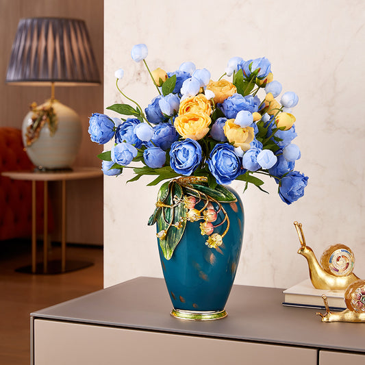 مزهرية "أزهار زرقاء" المصنوعة يدويًا "إكليل الربيع"