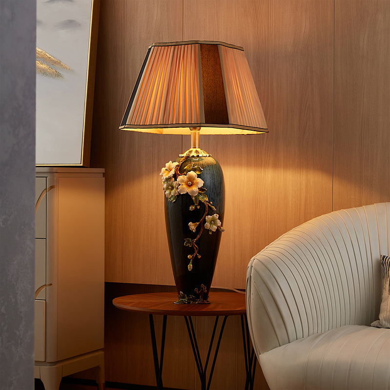 Midnight Azure Frog & Blossom Lamp
