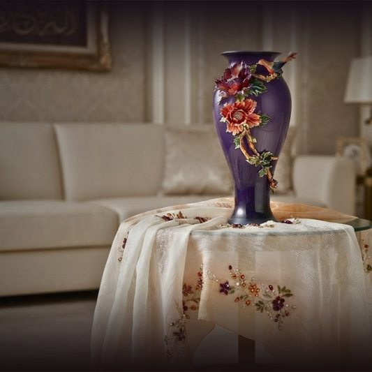 Imperial Amethyst "Peony & Songbird" Vase