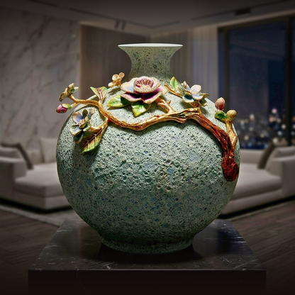 Verdant Moss Gilded Vase