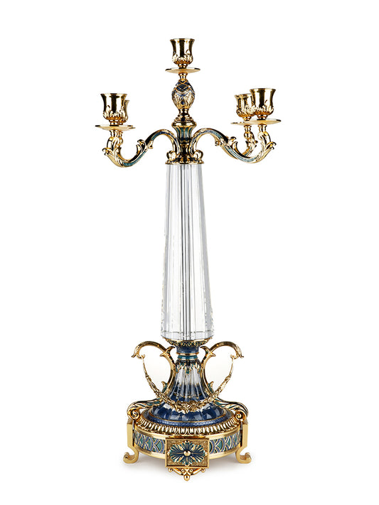 شمعدان إمبراطوري أزرق مذهب