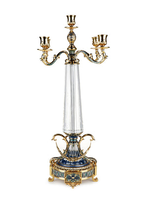 شمعدان إمبراطوري أزرق مذهب